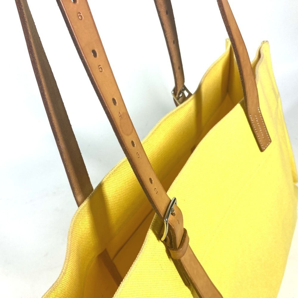 HERMES Etrivier Elan Tote Bag Shoulder Leather Canvas Women's Yellow D-241018-16 - Picture 5 of 13